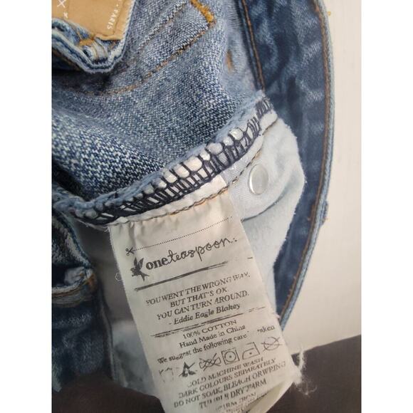 One Teaspoon Free Birds Jeans SZ 25 Trashed Womens Low Rise Tapered Ankle Zip - Picture 6 of 11